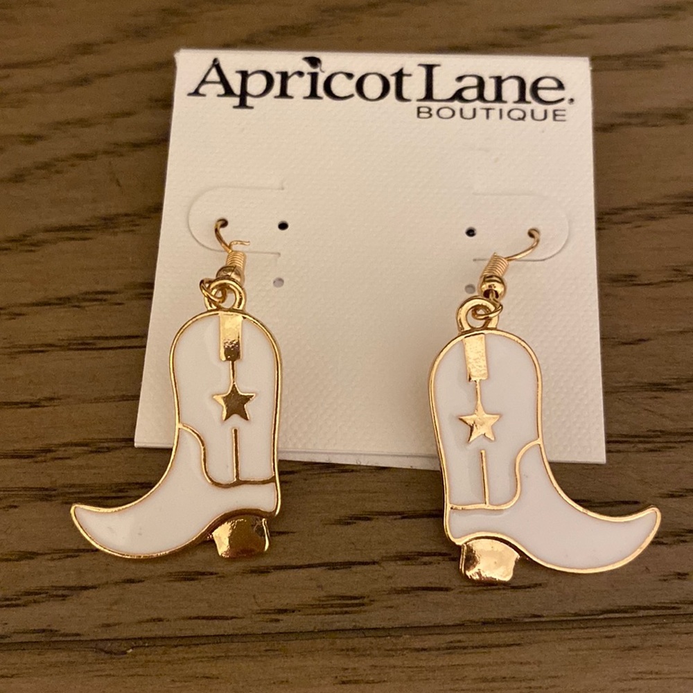 White and Gold Boot Earrings